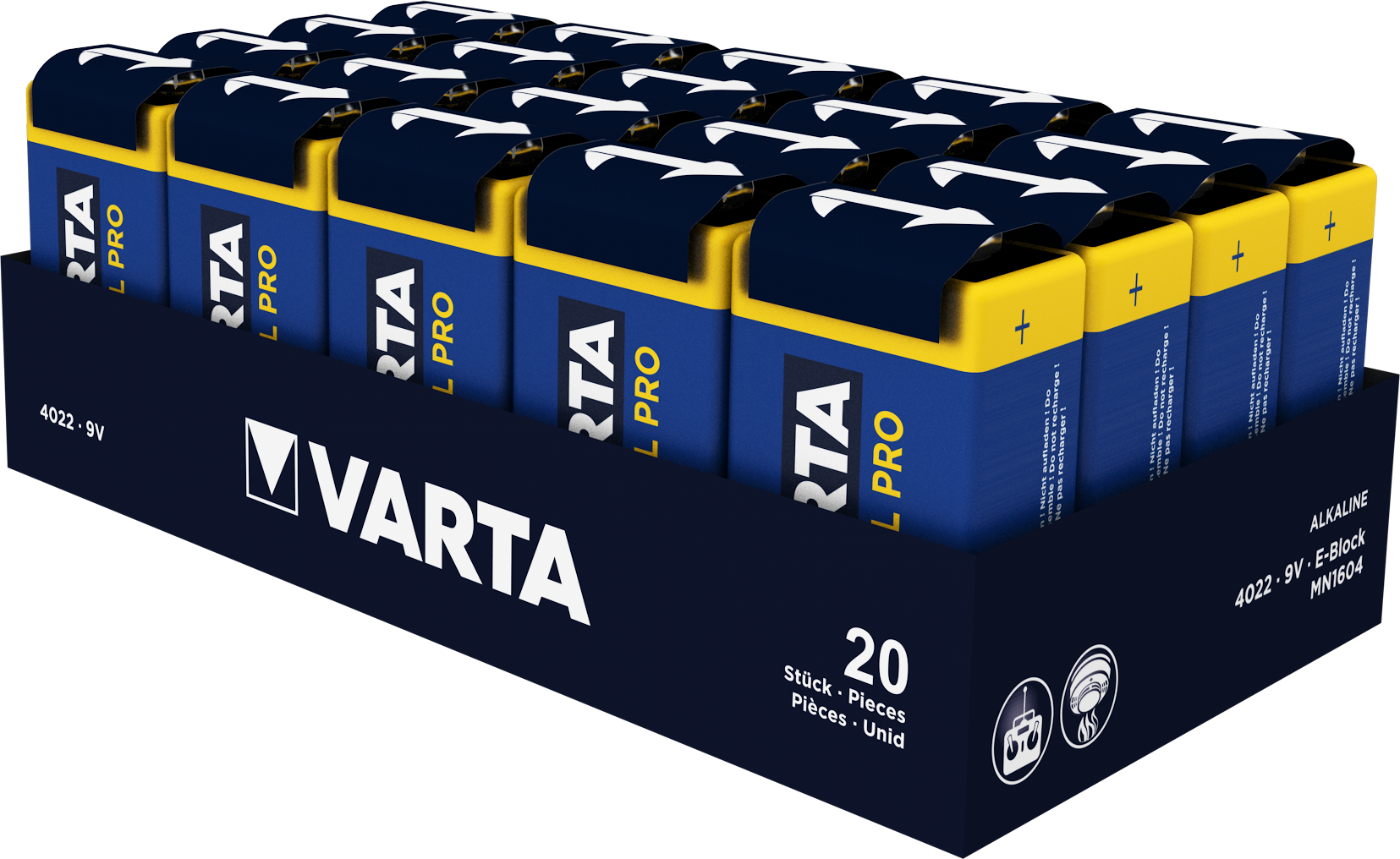 Battery + More - VARTA INDUSTRIAL PRO 9V Stück (20er Tray) 04022 211 ...